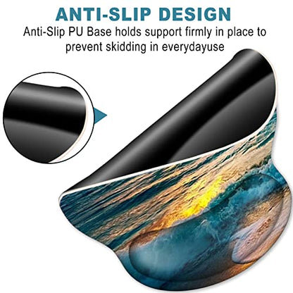 ToLuLu Mouse Pad Wrist Rest Support Gel, Ergonomic Mouse Pads with Non Slip PU Base, Mouse Wrist Rest Pad for Laptop Computer Home Office Working Gaming Pain Relief, Sunset& Beach - color: Sunset Beach