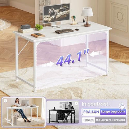 PRAISUN 47 X 20 Inch Computer Desk, Power Outlets, USB-C, White - color: White, size: 48inch