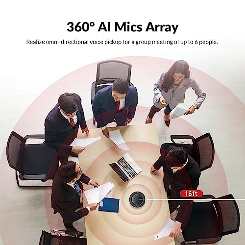 Conference Speakerphone, Daisy Chain up to 9 Speakerphones for 50 People | USB/Bluetooth Speaker with 4 Mics AI Noise Cancellation 360° Voice Pickup for Zoom,Teams,Conference Call Large Meeting Room