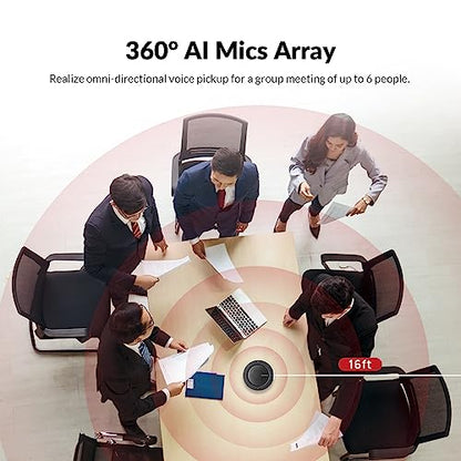 Conference Speakerphone, Daisy Chain up to 9 Speakerphones for 50 People | USB/Bluetooth Speaker with 4 Mics AI Noise Cancellation 360° Voice Pickup for Zoom,Teams,Conference Call Large Meeting Room