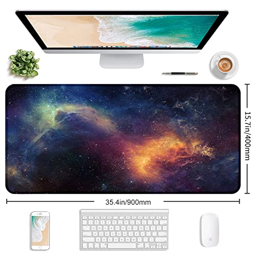 Large Starry Sky Mouse Pad with Stitched Edges, Computer Keyboard Desk Pad | Large Extended Mouse Pad; Full Desk Coverage; Waterproof Coating; Stable Anti-Slide Base For Gaming, Office, Study Daily Use - color: Starry Sky