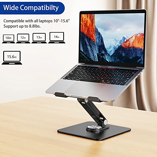 BESIGN LSX7 Laptop Stand with 360 Rotating Base, Ergonomic Adjustable Notebook Riser, Foldable Computer Holder Compatible with 10-15.6" Laptops (Black) - color: Black