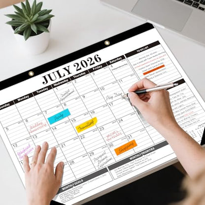 Tcamp Desk Calendar 2026-2027, Large Desktop Calendar (Jul 2026 - Dec 2027) - color: Black+White, size: 17"x12"(Jul 2026-Dec 2027)