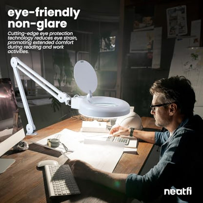 Neatfi LED Magnifying Lamp, 1200 Lumens, 2.25X Magnification (White) - color: White-2, size: 5-Diopter
