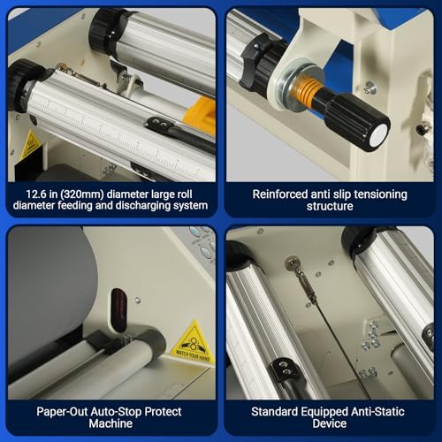 65" Full-Auto Cold & Heat Assisted Laminator Machine with 4 Trimmers, Max Speed 40ft/min, 63" Max Width, 1.1" Max Thickness, Infrared Heating, (Requires Air Compressor, Not Included),1700-B1