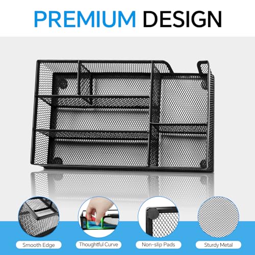 Desk Drawer Organizer, Office Drawer Divider Organizer Tray with 6 Compartments, Metal Mesh Desktop Organization and Accessories for Stationery Makeup Kitchen Toolroom School ＆ Office - size: Small