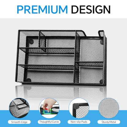 Desk Drawer Organizer, Office Drawer Divider Organizer Tray with 6 Compartments, Metal Mesh Desktop Organization and Accessories for Stationery Makeup Kitchen Toolroom School ＆ Office - size: Small-2 Pack