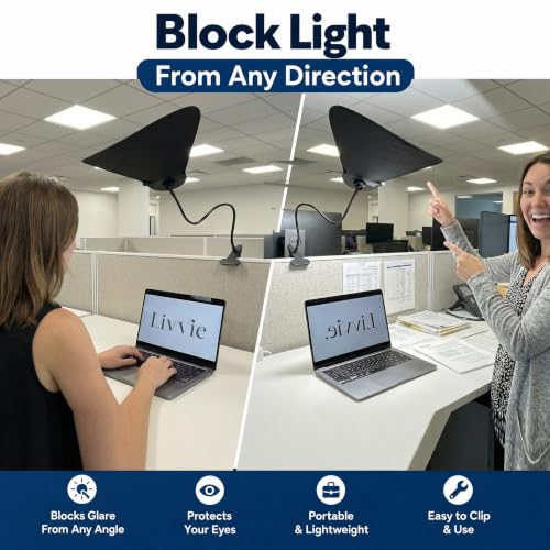 Livvie Desk Shade – Clip-On Cubicle Shade Block Overhead Lights and Glare