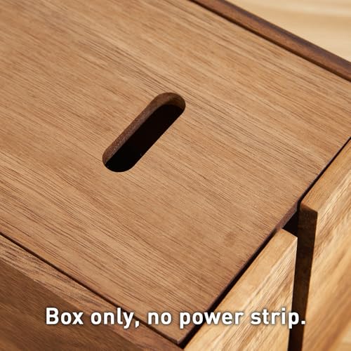 LiTY Acacia Wood Cable Management Box, Wooden Cord Hider & Organizer for Power Strip, Electrical Hiding, TV Wires, Desk & Floor Cables - Office Under Desk Cable Storage Box for Wire