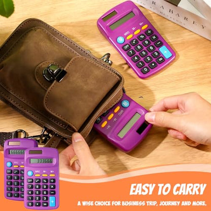 Copkim 24 Pack Student Mini Calculator for Classroom, 8-Digit Display Dual Powered Handheld Math Tools for Teachers, School Supplies and Classroom Rewards, Compact Design(Purple) - color: Purple