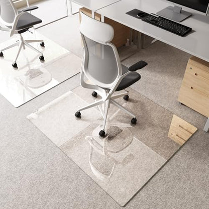 Tempered Glass Chair Mat for Carpet 48"x40", Floor Protector | Ultra Clear Office Chair Mat for Hardwood Floors & Carpets, Heavy Duty 0.2" Scratch-Resistant Surface with Non-Slip Pads - size: 48"x40"