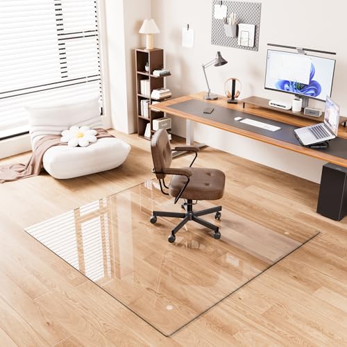 46"x46" Tempered Glass Chair Mat for Carpet - size: 46x46