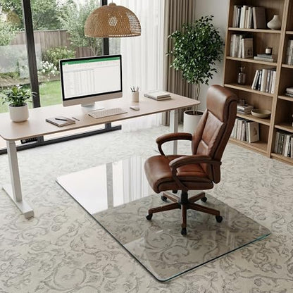 Office Chair Mat for Carpet & Hardwood, Upgraded 30" x 55" Dual Use Tempered Glass Chair Mat for Chair and Footrest Under Desk - size: 30"x55"