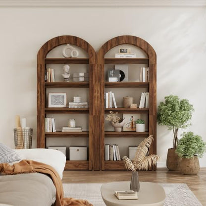 LITTLE TREE 5-Tier Arch-Shaped Bookshelf (1, Brown) - color: Brown, size: 1