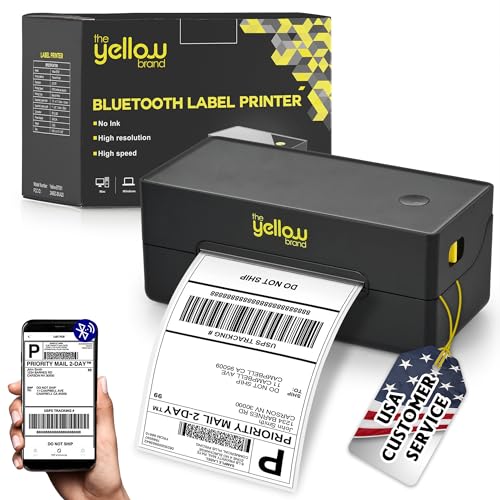 Label Printer, Bluetooth Thermal Printer, 4x6 Shipping Label Printer, Thermal Label Printer Desktop or Phone, Compatible with iPhone, Android, Windows, Mac, Chromebook, Amazon, Ebay, UPS.USPS (Black)