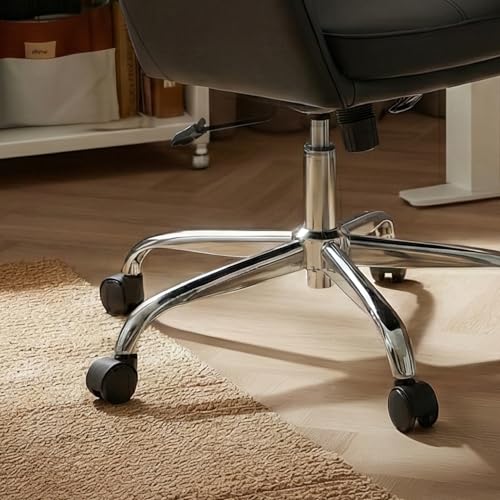 COLAMY Ellis High-Back Home Office Desk Chair, Leather Executive Chair with Integrated Armrests, Black - color: Black