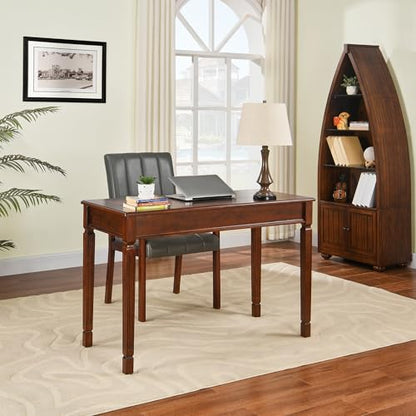 Solid Wood Writing Desk, Home Office Desks with 2 Storage Drawers, 46.1" Mid-Century Modern Walnut Tables, Secretary Desk for Home Office, Easy Assembly Vanity Desk, Study Table Station BSZD1258 - size: 46.1"