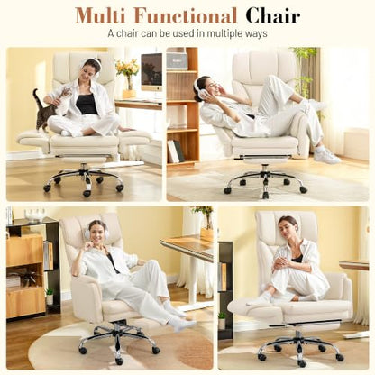 FelixKing Office Chair, Flip Armrests for Pets Criss Cross Legged, White - color: White
