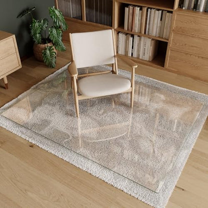 Koonmi Tempered Glass Chair Mat 60"x46" - Premium Office Chair Mat for Hardwood Floors & Low-Pile Carpet with 4 Non-Slip Pads - Thick Scratch-Resistant Surface - size: 46*60
