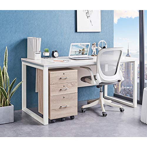 Bonnlo 26"H 3 Drawer File Cabinet with Lock, Rolling File Cabinet Under Desk, Mobile File Cabinets for Home Office, Wood File Cabinet Printer Stand for Letter Size File Folders, Assembly Required, Oak - color: Oak