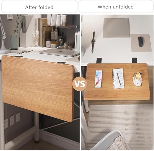 Large Wood Foldable Desk Extender Tray, Clamp-on Keyboard Shelf for Home Office & Dorm, Space-Saving Armrest Support (60x20cm, 24x8inch) Wood B 100x24cm(39x9inch)