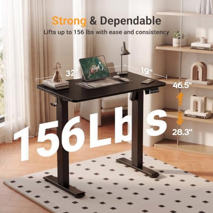 Claiks Electric Standing Desk, 32x19 Inch, Black - color: Black, size: 32 Inch