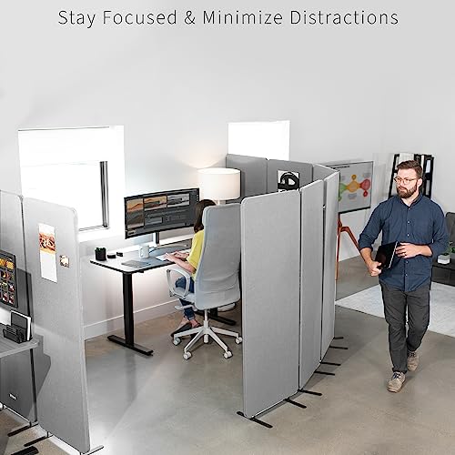 VIVO Gray Freestanding 72 x 66 in Privacy Panel, PP-3-T072G - color: Gray, size: 72" wide, 66" Tall