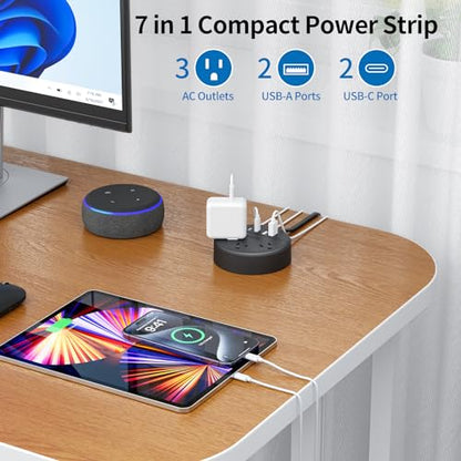 NTONPOWER 2 Prong Power Strip, 1875W 2 Prong to 3 Prong Outlet Adapter, 2 Prong Extension Cord 5 ft, Rotating Plug, Wall Mount, 3 Outlet 2 USB A+2 USB C, Two Power Strip for Travel, Older House, Dorm - size: 5 ft