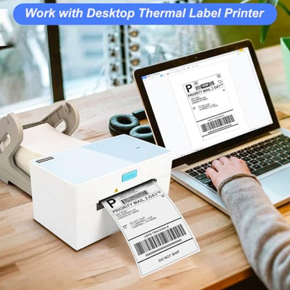4x6 Thermal Labels, OausTect 100 FanFold Shipping Labels, White Perforated Printer Labels Stickers Compatible with Zebra, Rollo, Thermal Printer, Permanent Strong Adhesive, Business Grade - size: 100 Labels