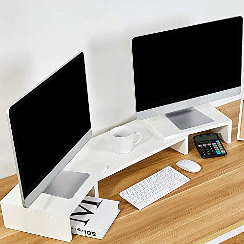 SUPERJARE Large Monitor Stand Riser, Adjustable Screen Stand for Laptop Computer/TV/PC, Upgrade Length Desktop Organizer - White