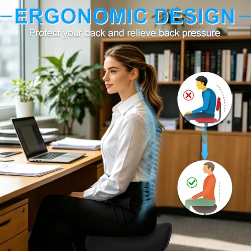 IBVIVIC Saddle Stool, Rolling Saddle Stool with Wheels for Salon, Massage | PU Leather Adjustable Swivel Saddle Chair Ergonomic for Spa, Home Office, Art Room (Black)