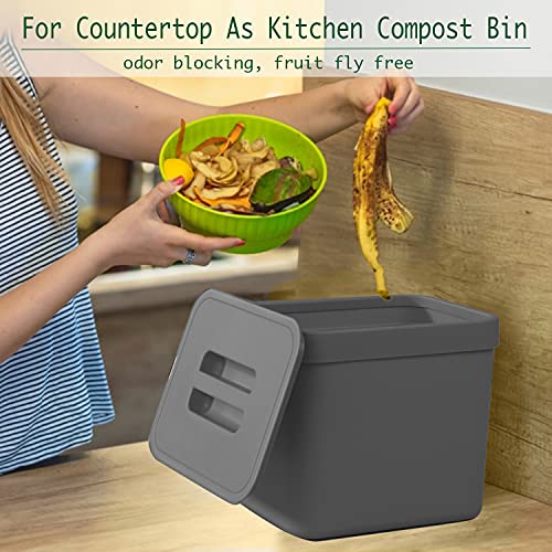 Kitchen Trash Can with Lid, LALASTAR Wall-Mounted Under Sink Small Garbage Can for Kitchen, Bathroom, Compost Bin Countertop, Cabinet Trash Can Hanging, 1.8 Gallon, (Black, 7L) - color: Black