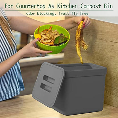 Kitchen Trash Can with Lid, LALASTAR Wall-Mounted Under Sink Small Garbage Can for Kitchen, Bathroom, Compost Bin Countertop, Cabinet Trash Can Hanging, 1.8 Gallon, (Black, 7L) - color: Black