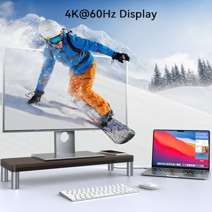 TobenONE MacBook Docking Station 10 in 1 (Monitor Stand, Wireless Charging) | 4K@60Hz HDMI Display, 100W Power Supply, 5 USB Ports, for Dell/Lenovo/HP/MacBook Desktop Accessories Desk, Clutter-Free