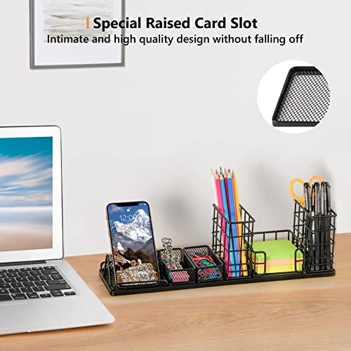 Topwey 7 in 1 Desk Organizer and Accessories | School, Home, Office - color: Jet Black