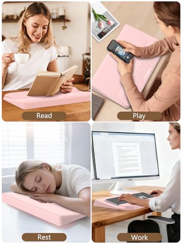 2-in-1 Ergonomic Keyboard Stand with Wrist Rest, Pink - color: Light Pink
