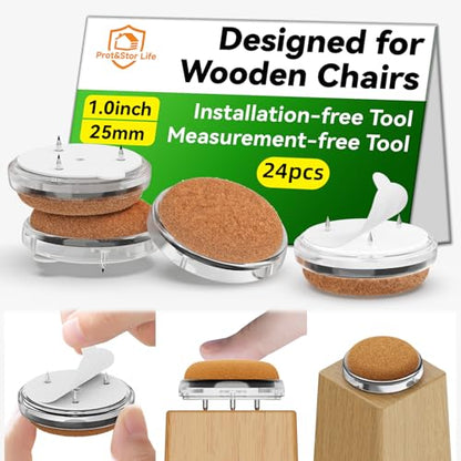 Nail on Felt Pads | Felt 24Pack | Wooden Chair Specific, Premium Floor Protectors | Nail On Chair Leg Pads, Nail in Furniture Pads for Furniture Legs |Protect Floors Anti-Scratch Reduce Noise - size: Brown--Felt Pads