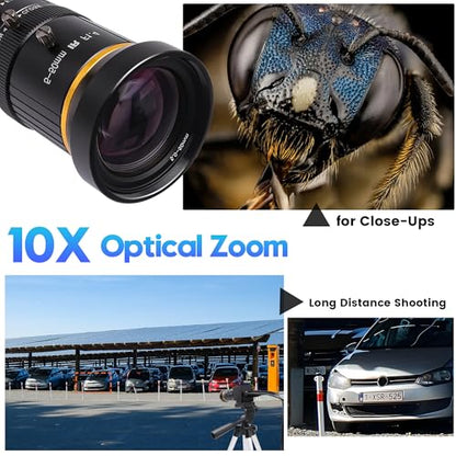 SVPRO 4K 60fps HDMI Camera USB3.0 Streaming Webcam with 5-50mm Manual Telephoto Lens 10X Optical Zoom H.264 Industrial Microscope Close-Ups Camera,USB and HDMI Dual Ouput - color: 4K 60fps Camera with 5-50mm Lens