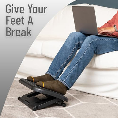 Mind Reader Foot Rest, Under Desk at Work, Ergonomic, Height Adjustable, Office, Plastic, 17" L x 13" W x 6.25" H, Set of 2, Black - size: 2-Pack