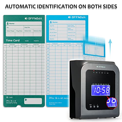 OFFNOVA Thermal Employee Time Cards, Monthly Double-Sided Punch Cards, 3.3" x 7.3", Auto Sensing & Auto Mark Late/Early Leave, 50 Pack for Office Time Clock - size: 50PCS