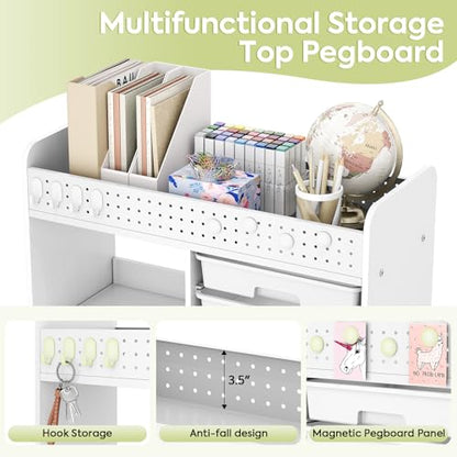 Rolling Craft Cart with 6 Drawers, Pegboard and Locking Wheels White - color: White