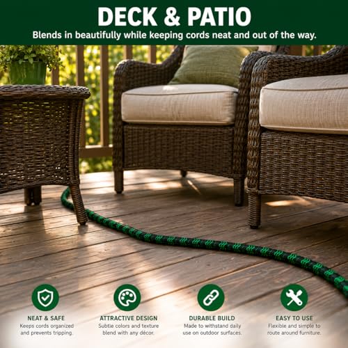 Cable Sleeve 1/2 Inch x 50FT Self-Wrapping Wire Loom - color: Black green, size: 1/2"-50ft