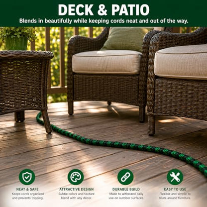Cable Sleeve Self-Wrapping Wire Loom - color: Black green, size: 1/2"-10ft