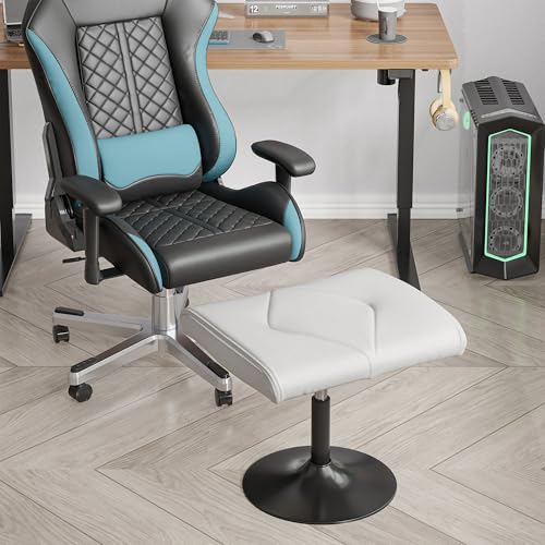 VECELO Foot Rest Under Desk Ottoman, PU Height Adjustable Footrest with Comfort Padding, Leg Rest for Desk for Relieving Leg Pain, Stiffness, and etc, White - color: White