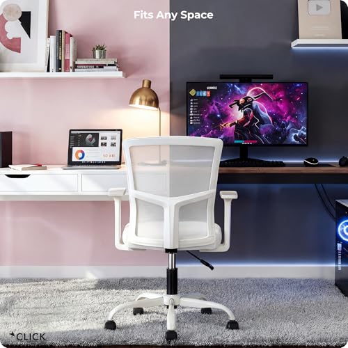 Click365 Ergonomic Office Chair with Lumbar Support, Mid-Back Mesh Chair - color: M120/Cream
