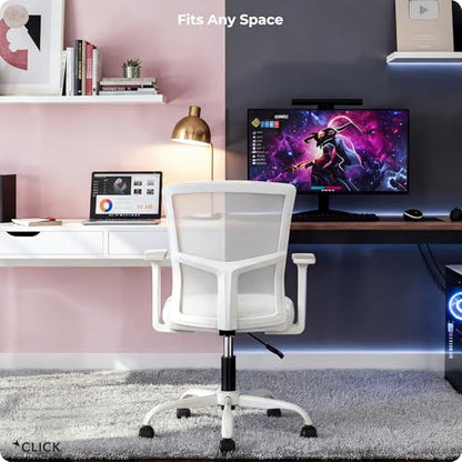 Click365 Ergonomic Office Chair with Lumbar Support, Mid-Back Mesh Chair - color: M120/Cream