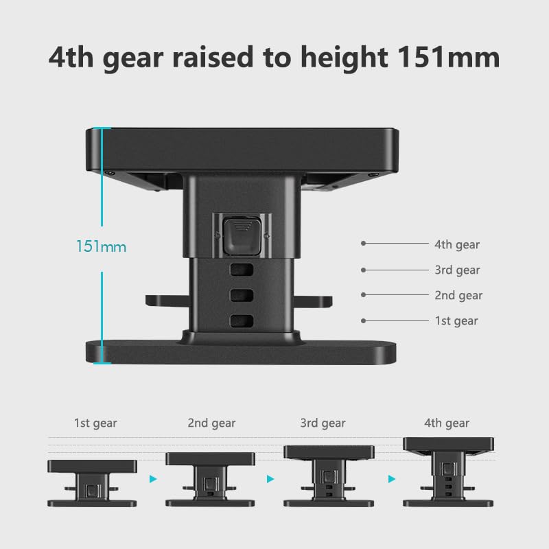 Adjustable Monitor Stand with 4 height options, Desk Shelf for Top of Desk Adjustable - color: Black
