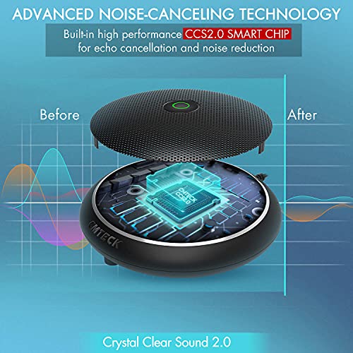 CMTECK Conference USB Microphone, Plug-and-Play Omnidirectional Desktop Mic | Omnidirectional condenser for clear audio,compact design. Ideal for video, streaming, YouTube. Works with macOS/Windows - color: WITHOUT SPEAKER（ dark black）