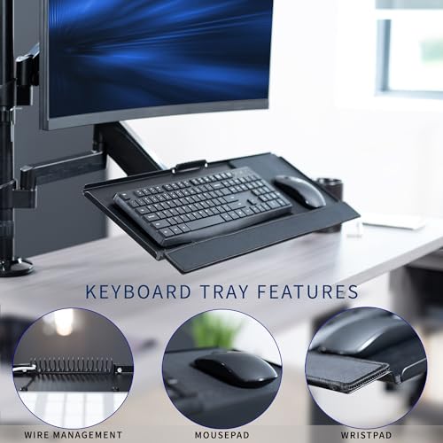 VIVO Sit-Stand Height Adjustable Pneumatic Spring Arm Keyboard Tray Desk Mount for 1 Screen up to 32 inches STAND-SIT1B - size: Desk Mount - Single