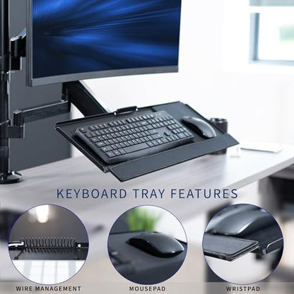 VIVO Sit-Stand Height Adjustable Pneumatic Spring Arm Keyboard Tray Desk Mount for 1 Screen up to 32 inches STAND-SIT1B - size: Desk Mount - Single